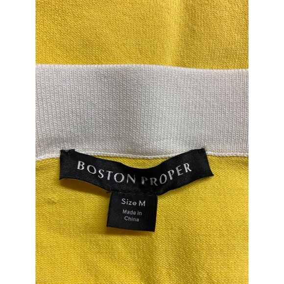 Boston Proper Knit Blouse M Yellow Off-Shoulder Bell Sleeves Casual Resort Chic - Picture 4 of 9